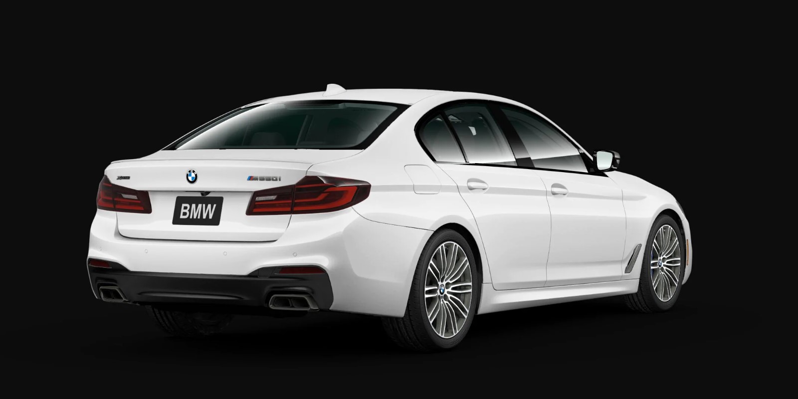 2020 BMW 5 Series M550i xDrive White Exterior Rear View 2020 BMW 5 Series M550i xDrive White Exterior Rear View